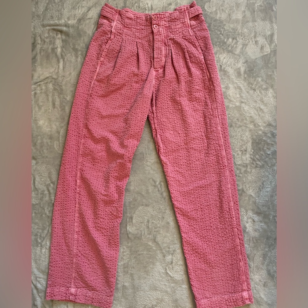 Free‎ People Pink Textured High Waisted Pants - Picture 2 of 14
